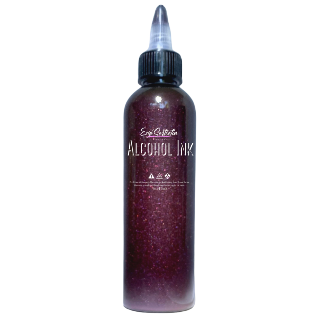 Premium Alcohol Ink|Metallic or Glitter Vibrant|High Saturated Unique Colors|4oz|For Tumblers,Coasters,Resin Dye,Alcohol Ink Paper,Yupo,Resin Petri Dish|by Ezgi Sertcetin