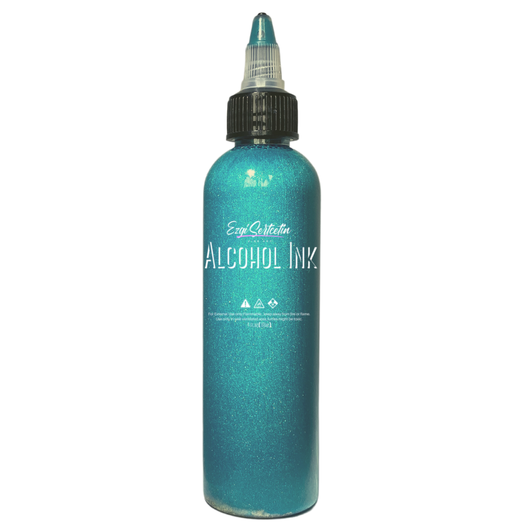 Premium Alcohol Ink|Metallic or Glitter Vibrant|High Saturated Unique Colors|4oz|For Tumblers,Coasters,Resin Dye,Alcohol Ink Paper,Yupo,Resin Petri Dish|by Ezgi Sertcetin