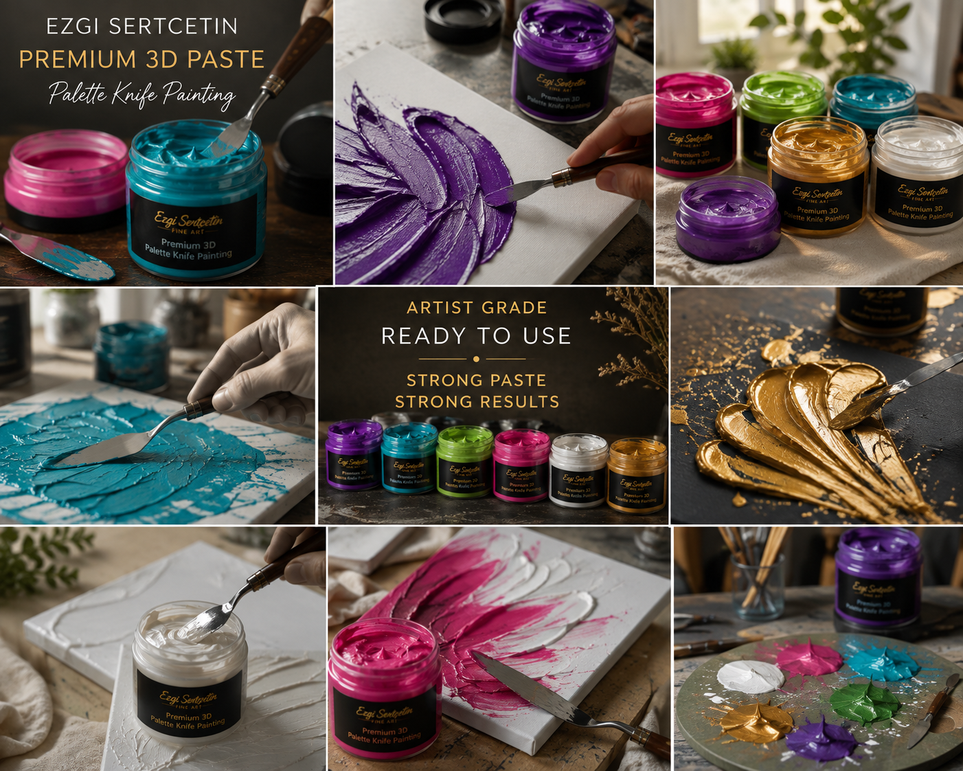 Premium Palette Knife Painting Paste|Texture Paste|Authentic Bright Colors|Ready to Use|Easy to Apply| 6oz
