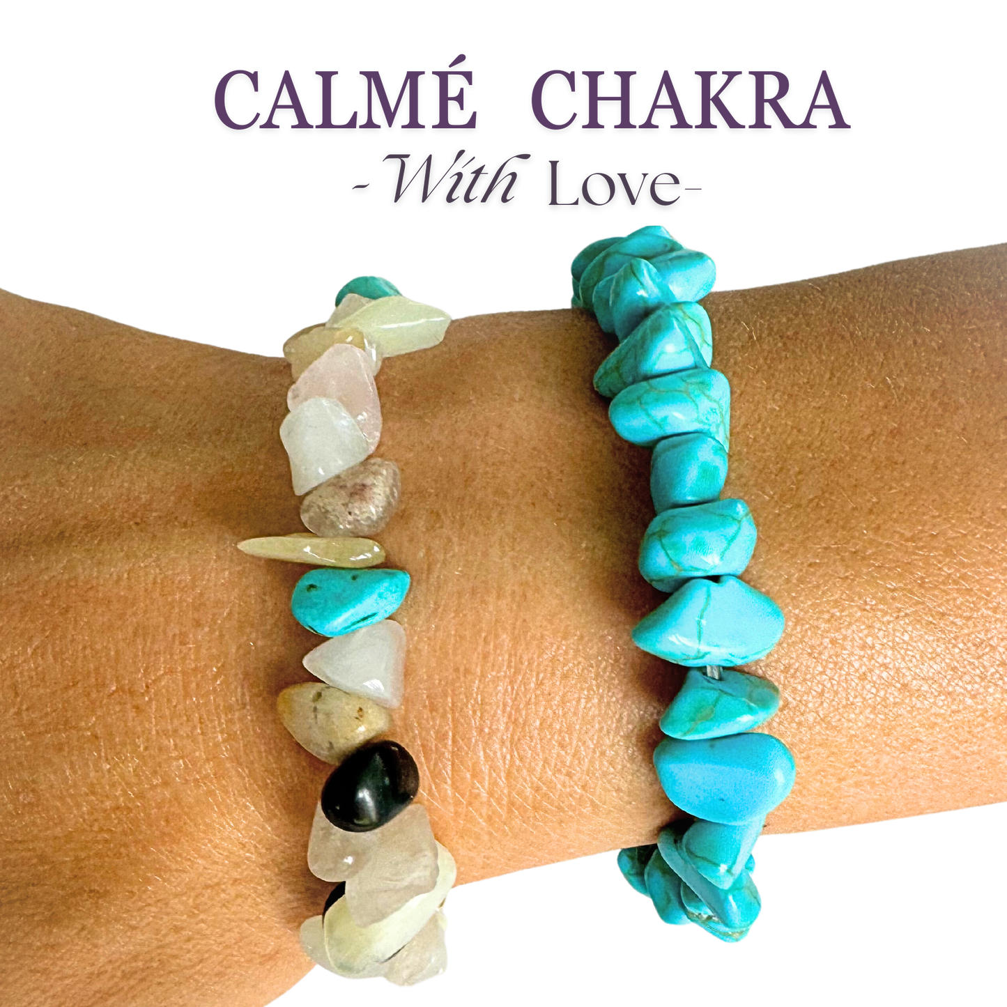 Handmade Natural Gemstones Colorful Chain Bracelet | Set of 2 | Quartz | Agate | Gemstone | Crystal Beaded | Crushed Stone | Chain Bracelet Set | Happiness and Mental Support Boost | WithLove