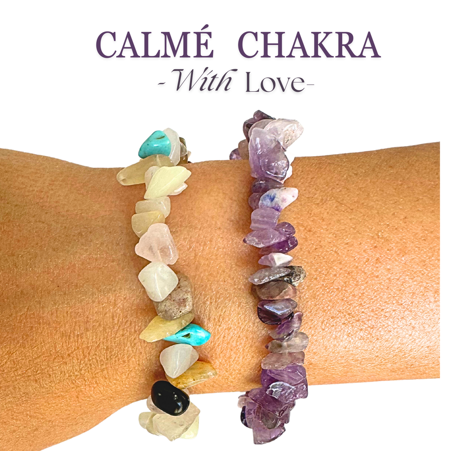 Handmade Natural Gemstones Colorful Chain Bracelet | Set of 2 | Quartz | Agate | Gemstone | Crystal Beaded | Crushed Stone | Chain Bracelet Set | Happiness and Mental Support Boost | WithLove