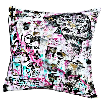 Exquisite Handpainted Decorative 100% Cotton Designer Pillow  | 20x 20 | by Ezgi Sertcetin