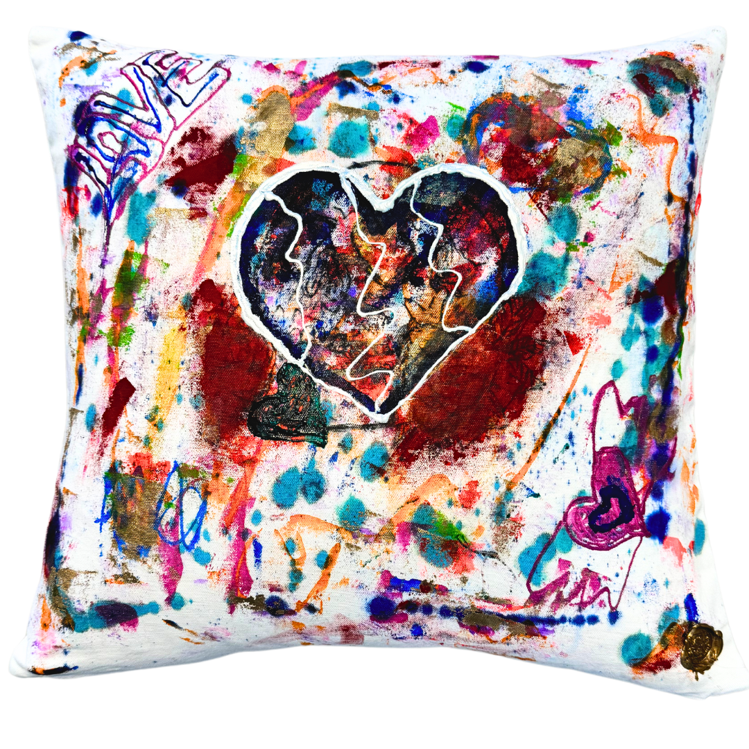 Exquisite Handpainted Decorative 100% Cotton Designer Pillow  | 20x 20 | by Ezgi Sertcetin