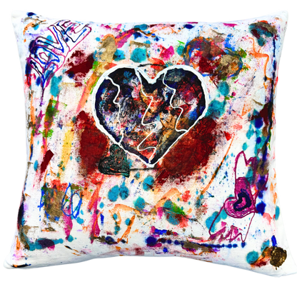 Exquisite Handpainted Decorative 100% Cotton Designer Pillow  | 20x 20 | by Ezgi Sertcetin