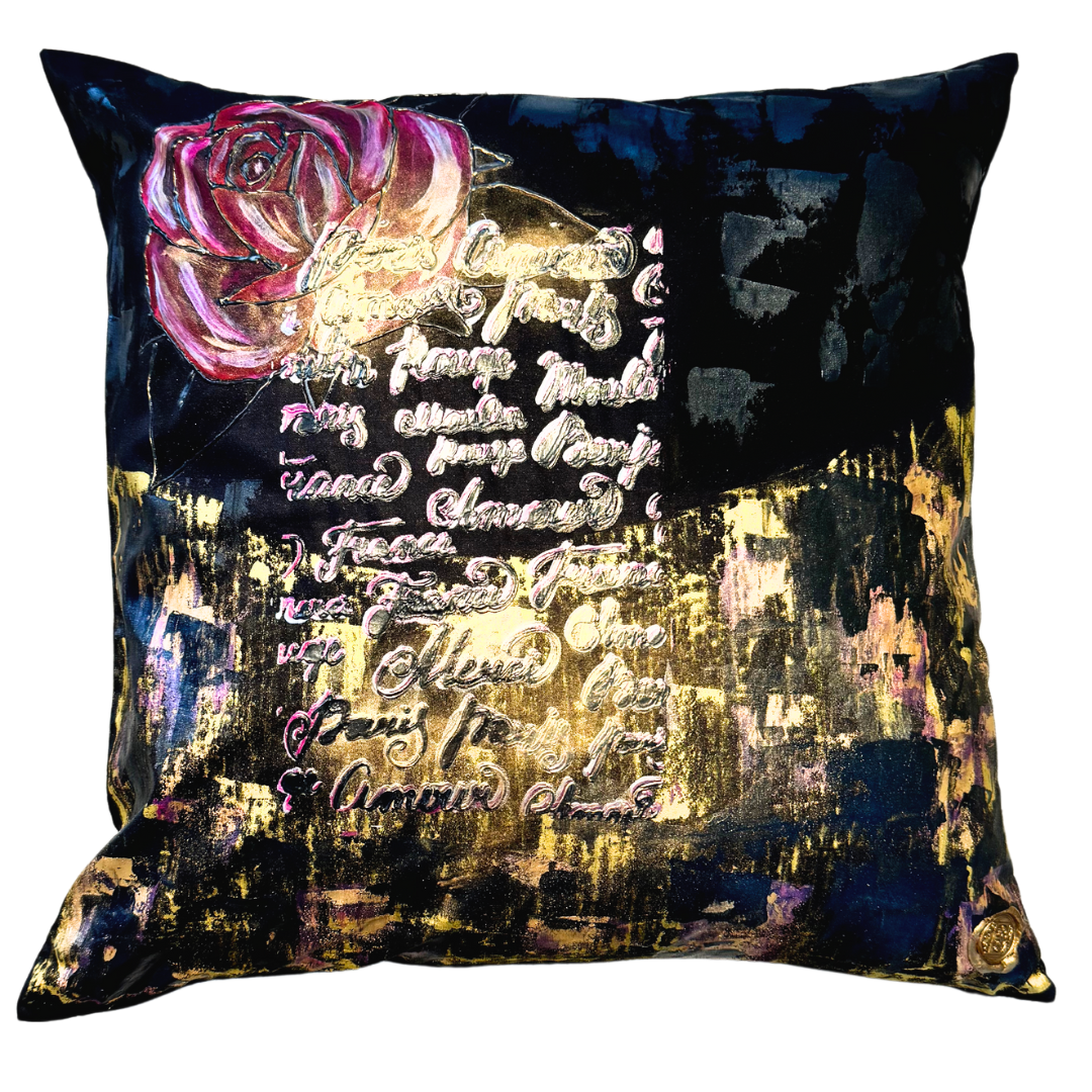 Exquisite Handpainted Decorative 100% Cotton Designer Pillow  | 20x 20 | by Ezgi Sertcetin