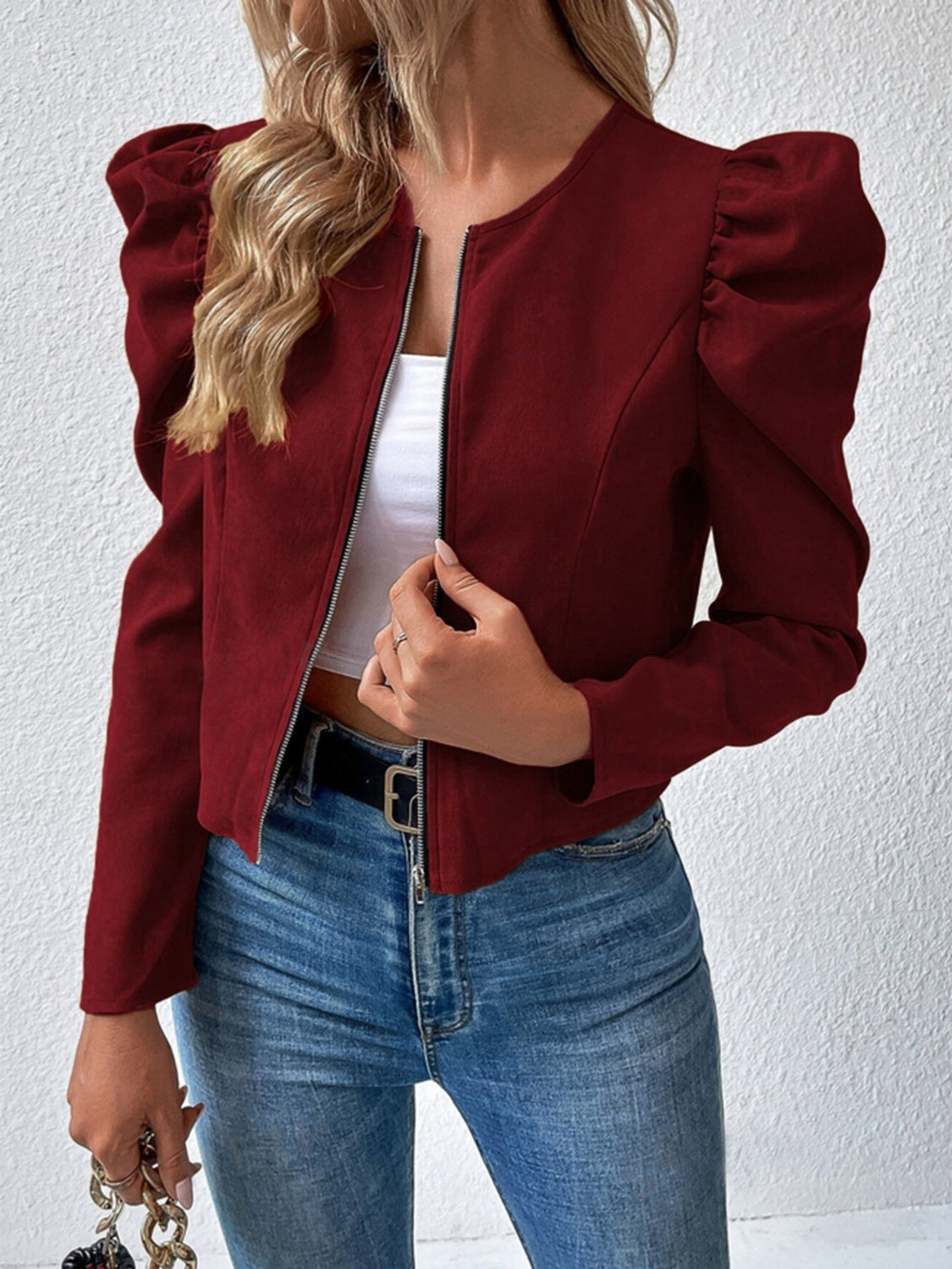 Zip Up Puff Sleeve Jacket – Ezgi Sertcetin Zip Up Puff Sleeve Jacket – Ezgi Sertcetin