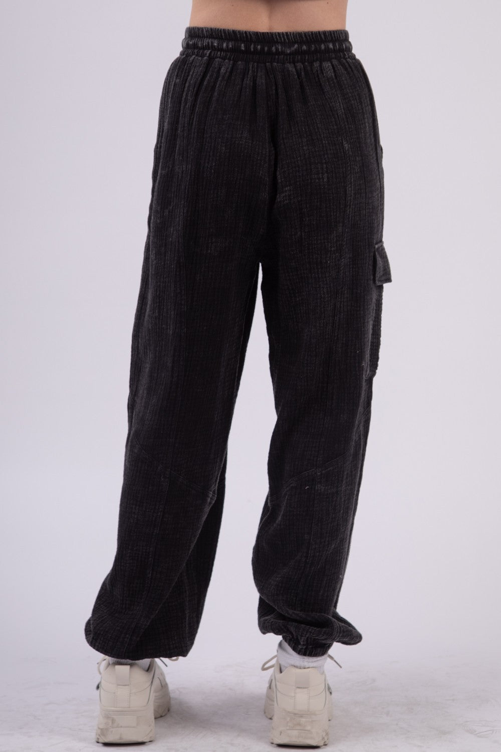 VERY J Washed Woven Crinkle Gauze Drawstring Pants – Ezgi
